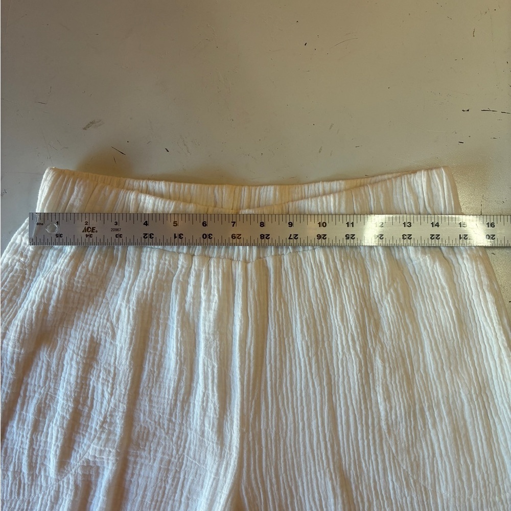 Buddy Love White Cotton Pants, Size Medium, Elastic Waist, Lightweight, Beach - Picture 4 of 5
